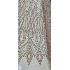 Tule Diamond Arabescos Rosê Gold Modelo 12752 - Comprimento 1,90 m x Largura 1,45 m Tule Diamond Arabescos Rosê Gold Modelo 12752 - Comprimento 1,90 m x Largura 1,45 m