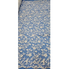 Tule Bordado Festa Branco COM FIO PXADO  NA BORDA - Comprimento 2 m x Largura 1,30 m 