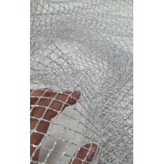 Tela Com Glitter Bali Prata COM FALHA - Comprimento 1,30 m x Largura 1,60 m
