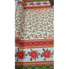 Tergal Natalino Barrado Fundo Branco 13 - Comprimento 0,55 cm x Largura 1,47 m