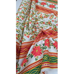 Tergal Natalino Barrado Fundo Branco 13 - Comprimento 0,55 cm x Largura 1,47 m