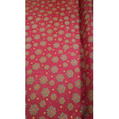 Tergal Natalino Flores Fundo Vermelho 12 - Comprimento 0,50 cm x Largura 1,47 m