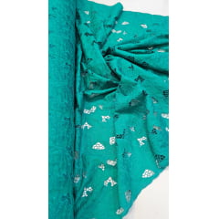 Layse Richelieu Bordada Verde Modelo N09 - Comprimento 2 m x Largura 1,25 m