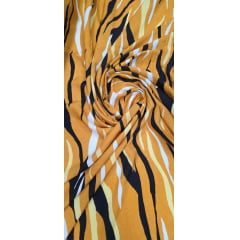Viscose Premium Animal Print Sarjado Fundo Laranja - Comprimento 2 m x Largura 1,40 m