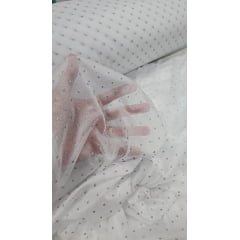 Lurex Glitz Branco com Poá Prata- Comprimento 0,90 cm x Largura 1,60 m