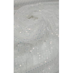 Paetê Bordado Sofia Branco  Holográfico - Comprimento 1 m x Largura 1,60 m - Cópia (1)