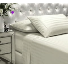 Percal Maquinetado Acetinado Listra Fina Off White - 400 Fios - Largura 2,80m