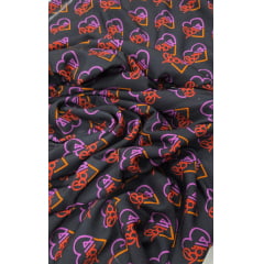 Viscose Premium Baw Corações Fundo Preto