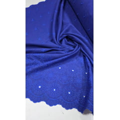 Layse em Linho Trovata Barrado Azul Royal ST100 - Comprimento 2 m x Largura 1,30 m