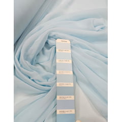 Mousseline Lisa Toque de Seda Azul Bebê COM MACHAS - Comprimento 1,50 m x Largura 1,45 m