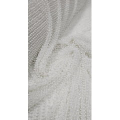 Tule Bordado com Pedrarias e Pérolas Bride Off White - Comprimento 0,40 cm x Largura 1,30 m