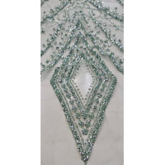 Tule Diamond Arabescos Verde Menta Escuro Modelo 12752 - Comprimento 0,45 cm x Largura 1,45 m