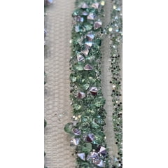 Tule Diamond Arabescos Verde Menta Escuro Modelo 12752 - Comprimento 0,45 cm x Largura 1,45 m