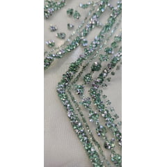 Tule Diamond Arabescos Verde Menta Escuro Modelo 12752 - Comprimento 0,45 cm x Largura 1,45 m