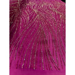 Tule Fúcsia Diamond Pink  Modelo LYD090  - Comprimento 0,40 cm x Largura 1,45 m