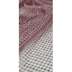 Tela Arrastão Rosê com Pedrarias Rosê - Comprimento 0,90 cm x Largura 1,30 m