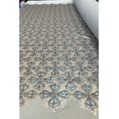 Paetê Bordado com Forro de Malha Church Kaki - Comprimento 1 m x Largura 1,30 m