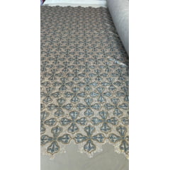 Paetê Bordado com Forro de Malha Church Kaki - Comprimento 1 m x Largura 1,30 m