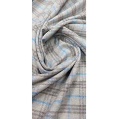 Tipo Linho Rústico Xadrez Fio Tinto Azul com Areia - Comprimento 0,65 cm x Largura 1,45 m