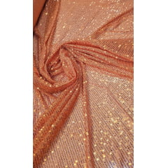 Paetê Bordado Glamour Light com Elastano Laranja - Comprimento 0,85 cm x  Largura 1,40 m