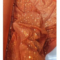 Paetê Bordado Glamour Light com Elastano Laranja - Comprimento 0,85 cm x Largura 1,40 m