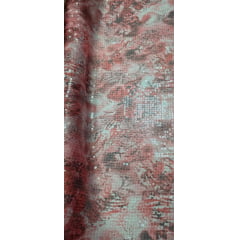 Paetê Bordado Animale Estampado Vermelho - Comprimento 1,50 m x Largura 1,40 m 