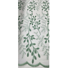 Cambraia Bordada 3D Bicolor Ramos Verde e Branco   ( COM ACABAMENTO NOS 2 LADOS) - Comprimento 2 m x Largura 1,30 m