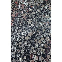 Veludo Bordado Flash Back STAR Prata - Comprimento 0,60 cm x Largura 1,50 m