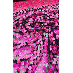 Paetê Bordado Metalic Pink Holográfico - Cumprimento 0,75 m x Largura 1,40 m 