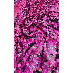 Paetê Bordado Metalic Pink Holográfico - Cumprimento 0,75 m x Largura 1,40 m 