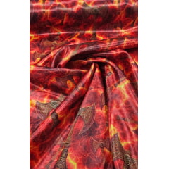 Cetim Estampado Digital Machados e Fogo - Comprimento 0,90 cm x Largura 1,47 m  