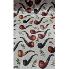 Cetim Estampado Digital Cachimbos - Comprimento 0,50 cm x Largura 1,47 m