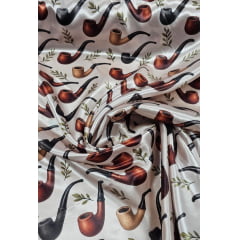 Cetim Estampado Digital Cachimbos - Comprimento 0,50 cm x Largura 1,47 m