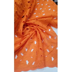 Layse Richelieu Laranja Cenoura Flores I18 - Comprimento 1,70 m x Largura 1,30 m