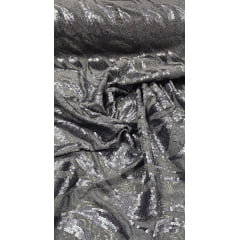 Renda Bordado com Paetê Monte Carlo Cinza Chumbo - Comprimento 0,90 cm x Largura 1,50 m 