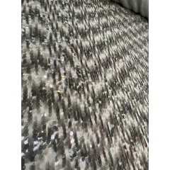 Paetê Bordado Tons de Cinza - Comprimento 0,70 cm x Largura 1,50 m