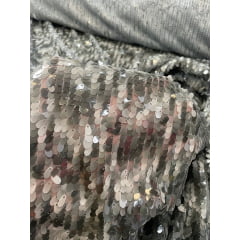 Paetê Bordado Tons de Cinza - Comprimento 0,70 cm x Largura 1,50 m