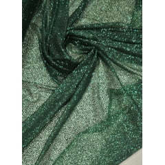 Tule com Glitter Verde Folha Pesado  02  - Comprimento 2 m x Largura 1,40 m