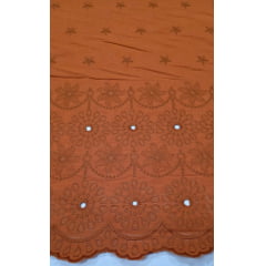 Layse em Linho Trovata Barrado Laranja Cenoura ST100  - Comprimento 2,50 m x Largura 1,30 m