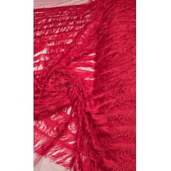 Tule com Franjas Vermelho - Comprimento 0,60 cm x Largura 1,40