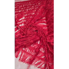 Tule com Franjas Vermelho - Comprimento 0,60 cm x Largura 1,40