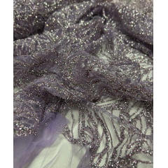 Tule com Glitter Diamond Lavanda ST1036  - Comprimento 0,80 cm x Largura 1,45 m