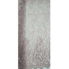 Tule Bordado com Glitter Rosê Modelo 33A - Comprimento 2,50 m x Largura 1,35 m
