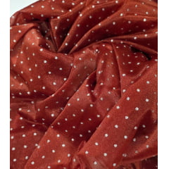 Lurex Glitz Terracota com Poá Prata - Comprimento 3 m x Largura 1,60 m