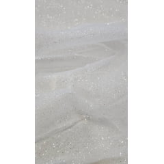 Organza com Glitter Branca  COM MANCHA- Comprimento 3 m x Largura 1,50 m