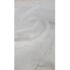 Organza com Glitter Branca  COM MANCHA- Comprimento 3 m x Largura 1,50 m
