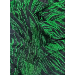 Malha Lurex Pesada Animal Print Zebra Verde e Preto - Comprimento 2,70 m x Largura 1,80 m