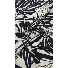 Viscose Estampada Baw Costela de Adão Creme com Preto - Comprimento 0,80 cm x Largura 1,40 m