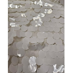 Paetê Bordado Medalhas Branco Leitoso - Comprimento 0,60 cm x Largura 1,35 m