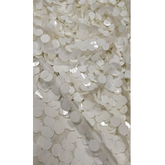 Paetê Bordado Medalhas Branco Leitoso - Comprimento 0,60 cm x Largura 1,35 m